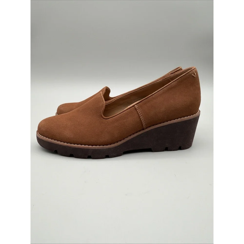 Vionic Suede 'Willa' Wedge Shoes Water Repellent Toffee Women's 9.5